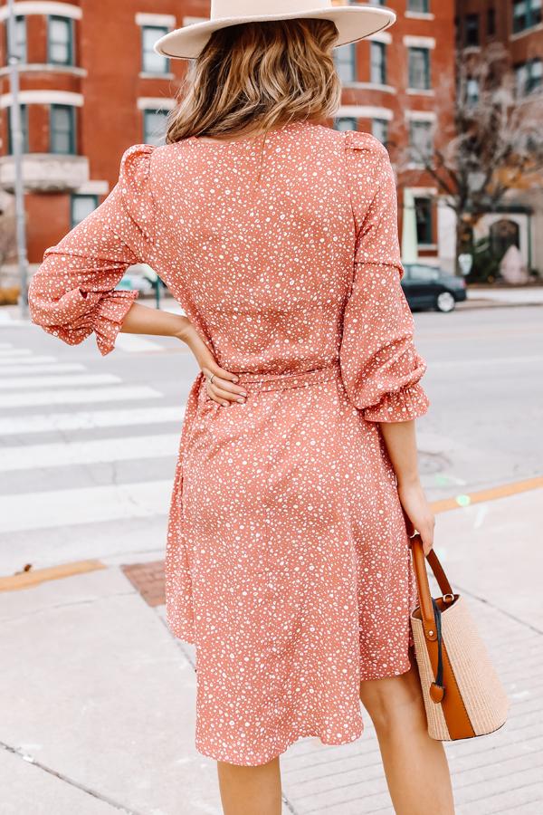 Polka Dot Prints Long Sleeve Tie Waist Dress