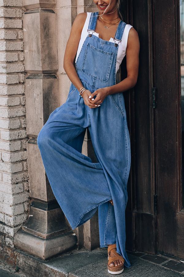 Denim Wide-leg Overalls Jumpsuit