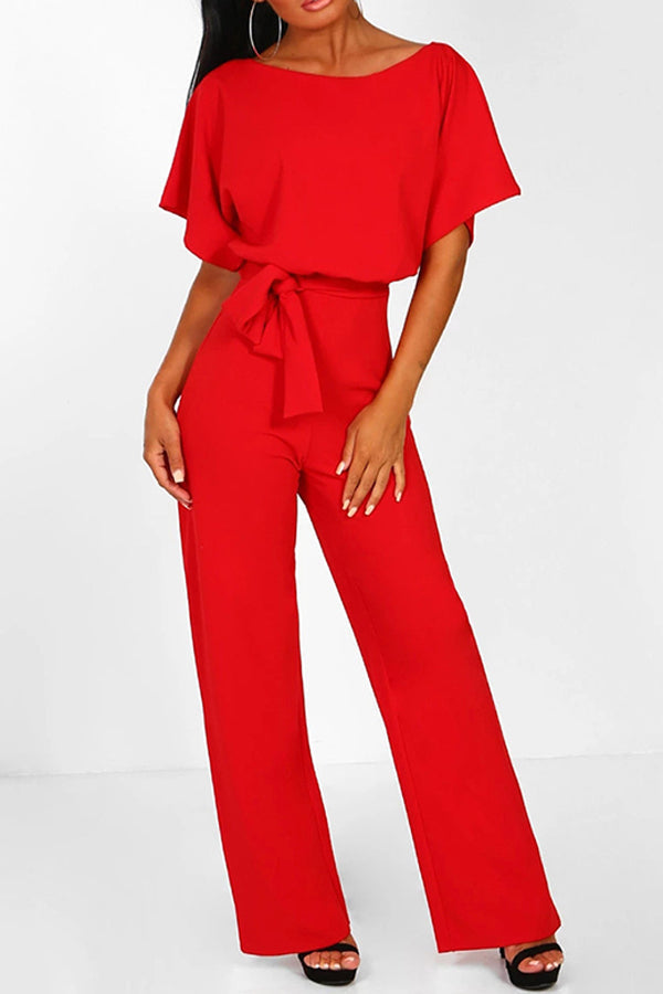 Summer button tie short sleeved Jumpsuit