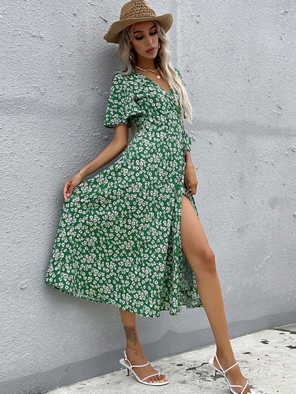 Women's Western Green Slim Fit Print Dress