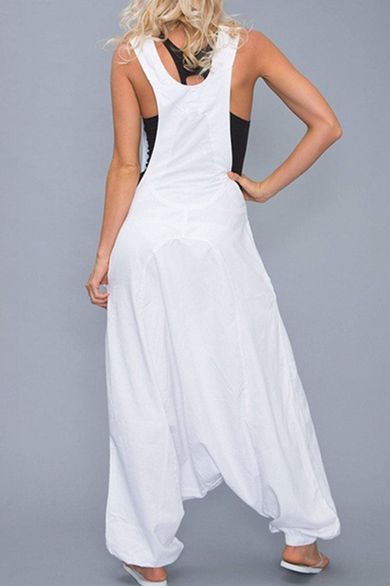 Fashion Casual Solid Asymmetrical Spaghetti Strap Loose Jumpsuits