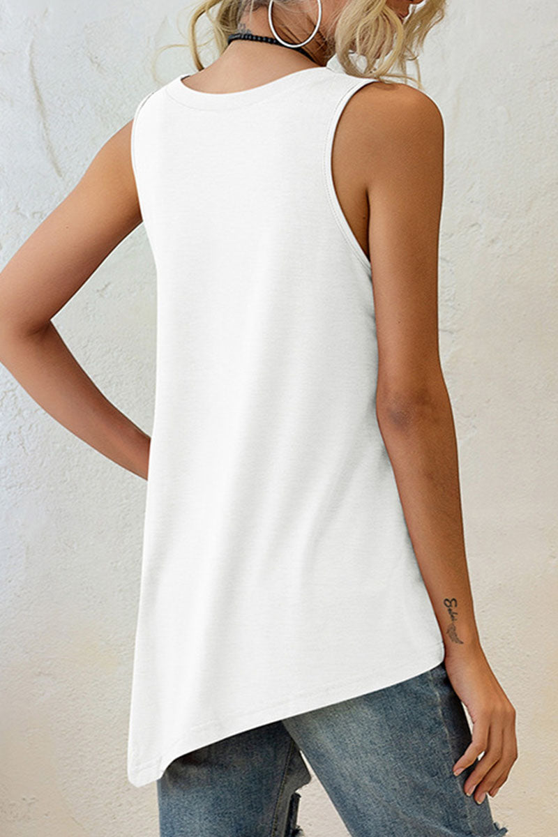 Fashion Casual Solid Split Joint U Neck Tops