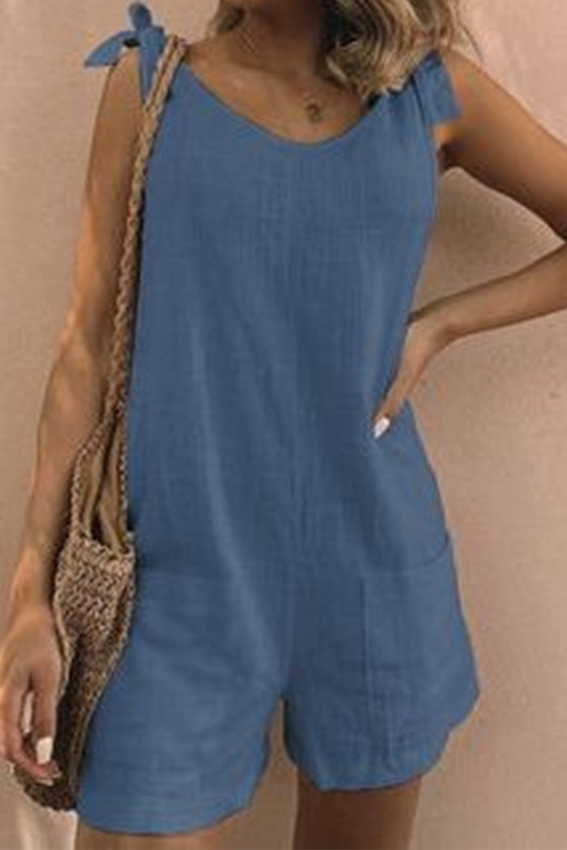 Street Solid Patchwork Pocket V Neck Straight Jumpsuits(5 Colors)