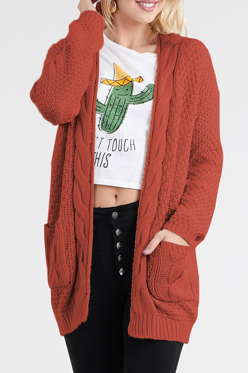 Casual Solid Patchwork Pocket Tops Sweater