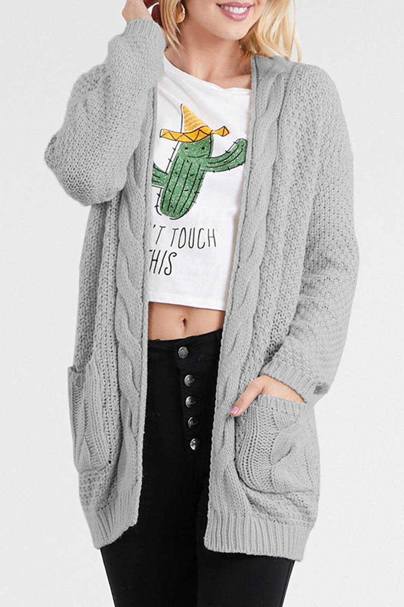 Casual Solid Patchwork Pocket Tops Sweater