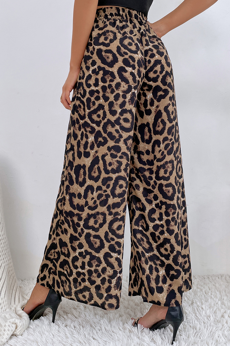 Casual Print Split Joint Boot Cut Mid Waist Wide Leg Full Print Bottoms