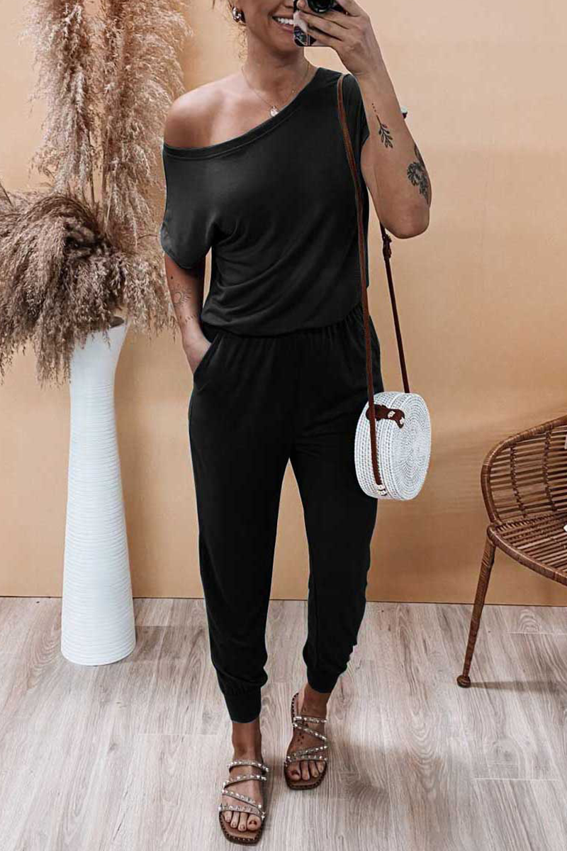 Casual Solid Split Joint One Shoulder Harlan Jumpsuits(6 colors)