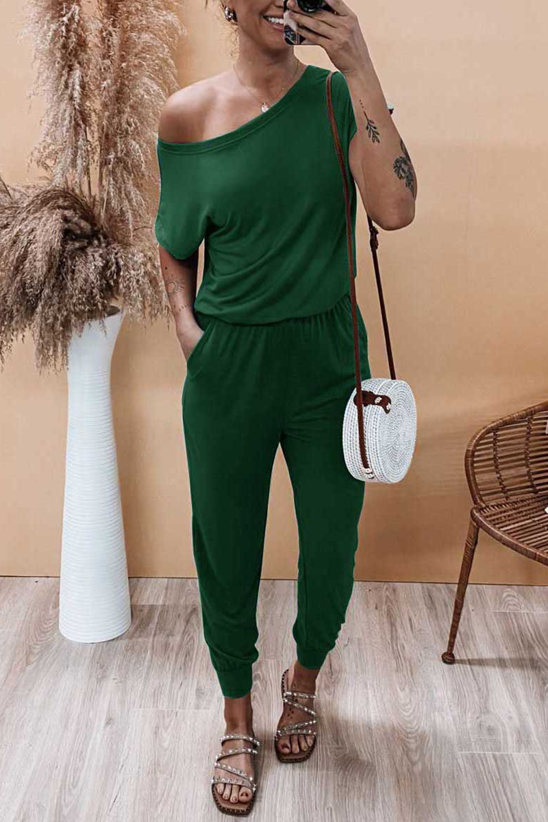 Casual Solid Split Joint One Shoulder Harlan Jumpsuits(6 colors)