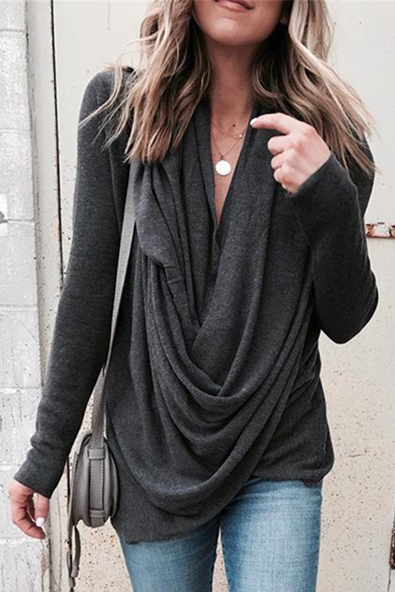 Casual Solid Patchwork U Neck Tops