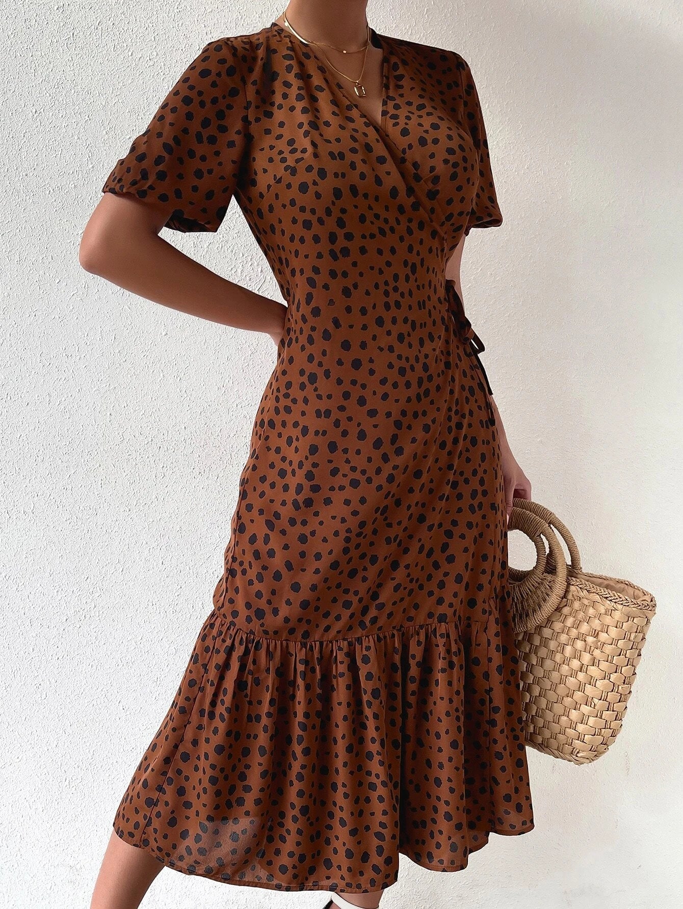 Charming polka dot print Midi Dress