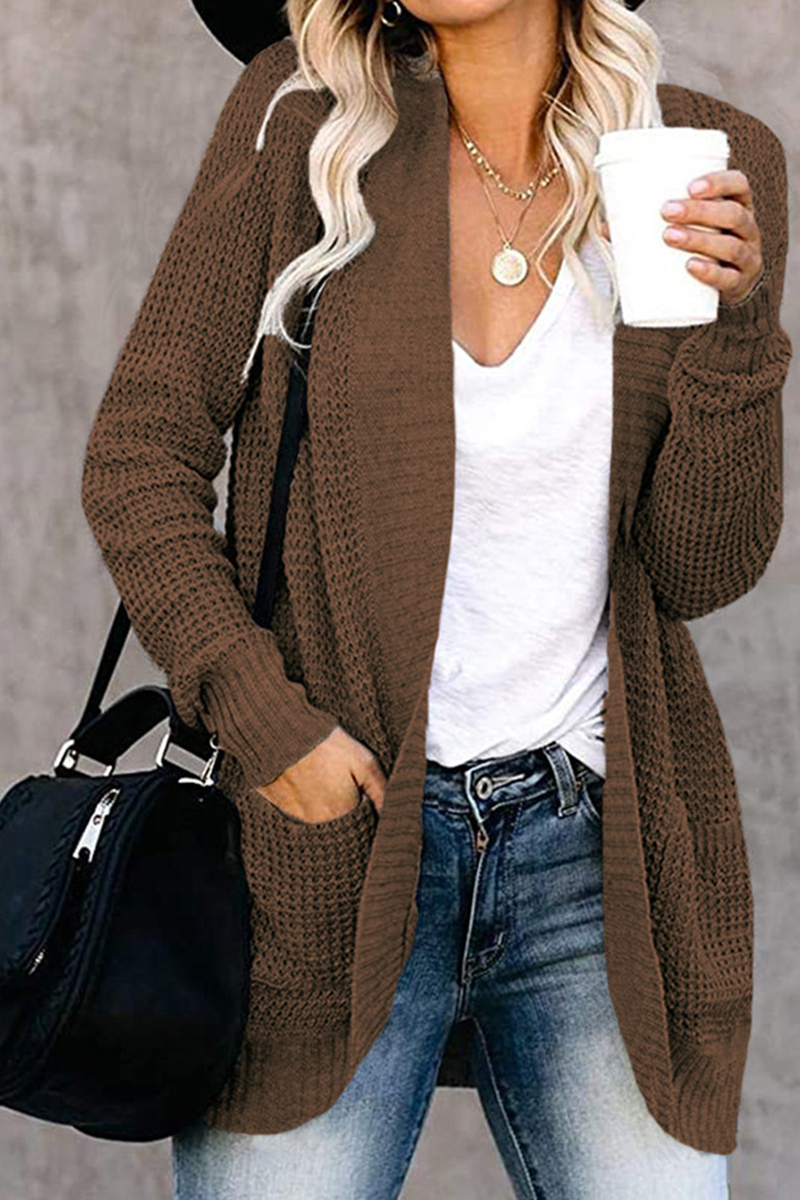 Casual Solid Split Joint Cardigan Collar Tops(5 colors)