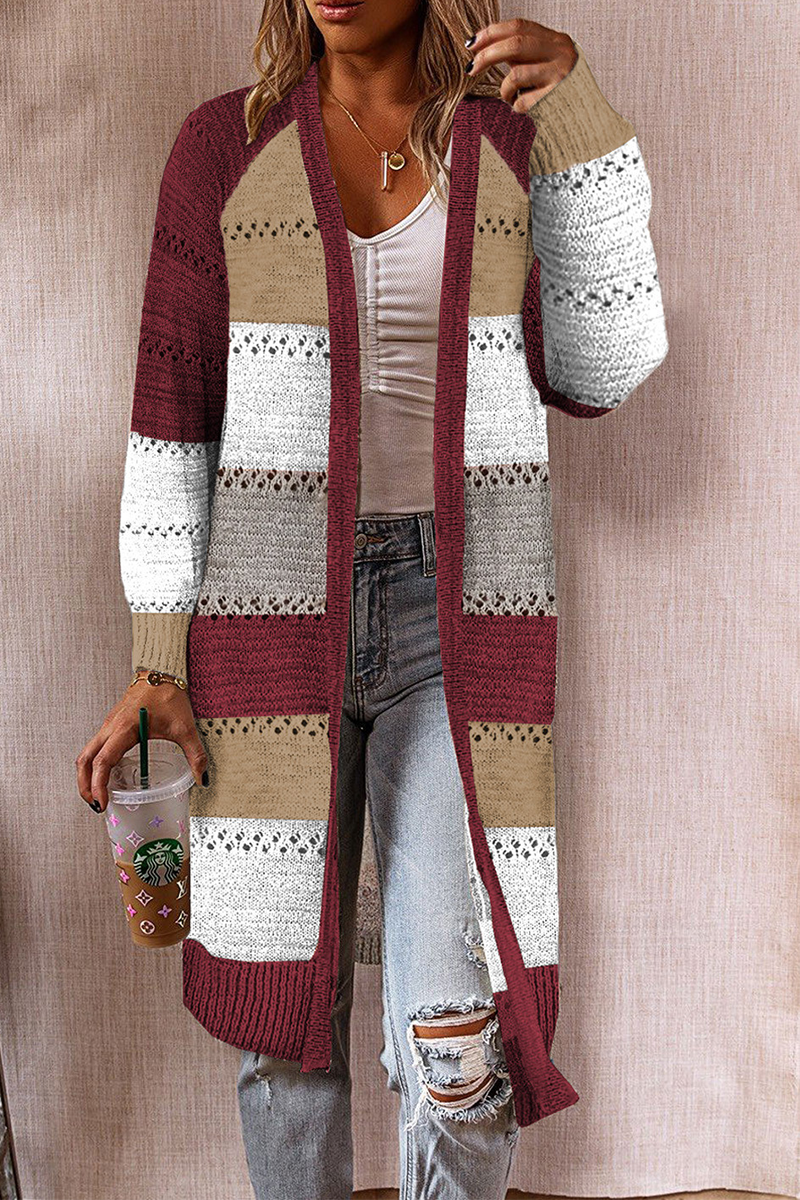 Casual Patchwork Hollowed Out Cardigan(3 Colors)