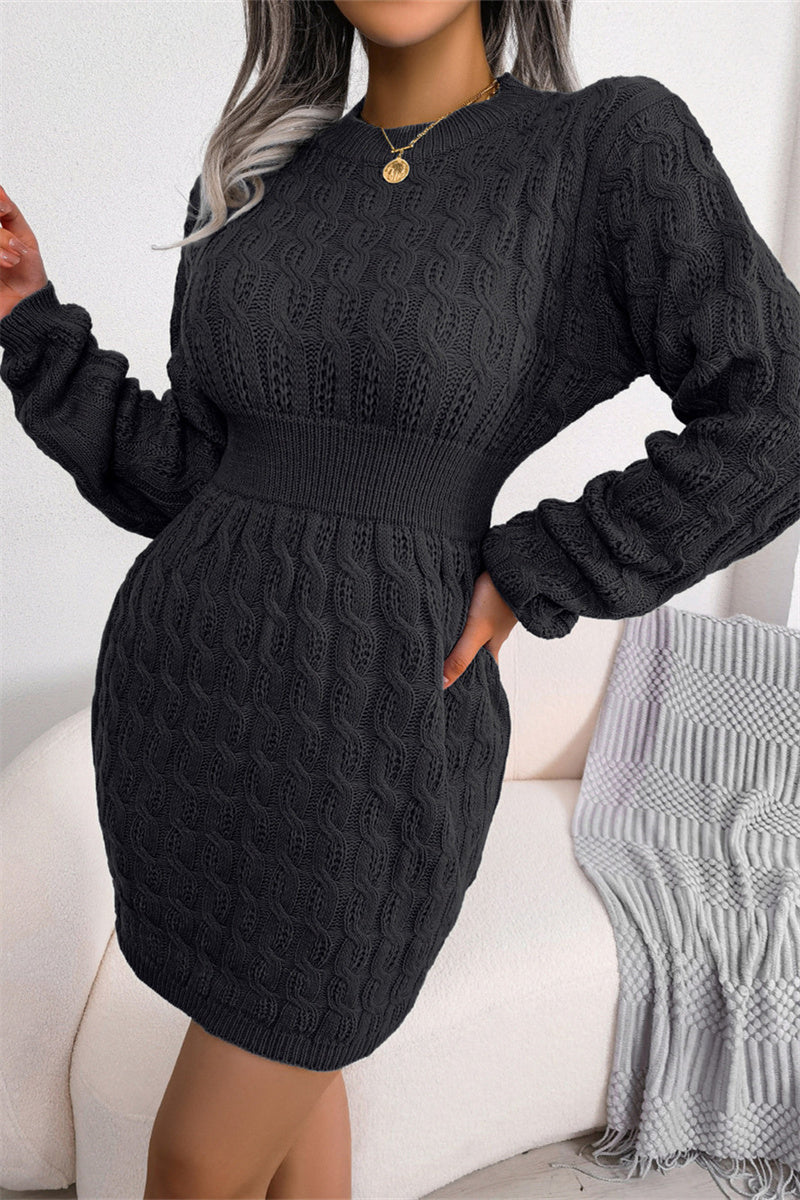 Fashion Casual O Neck Long Sleeve Dresses(3 Colors)