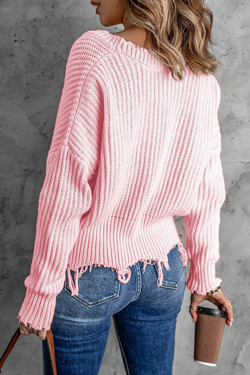 Fashion Lovely Tassel V Neck Sweaters(8 Colors)