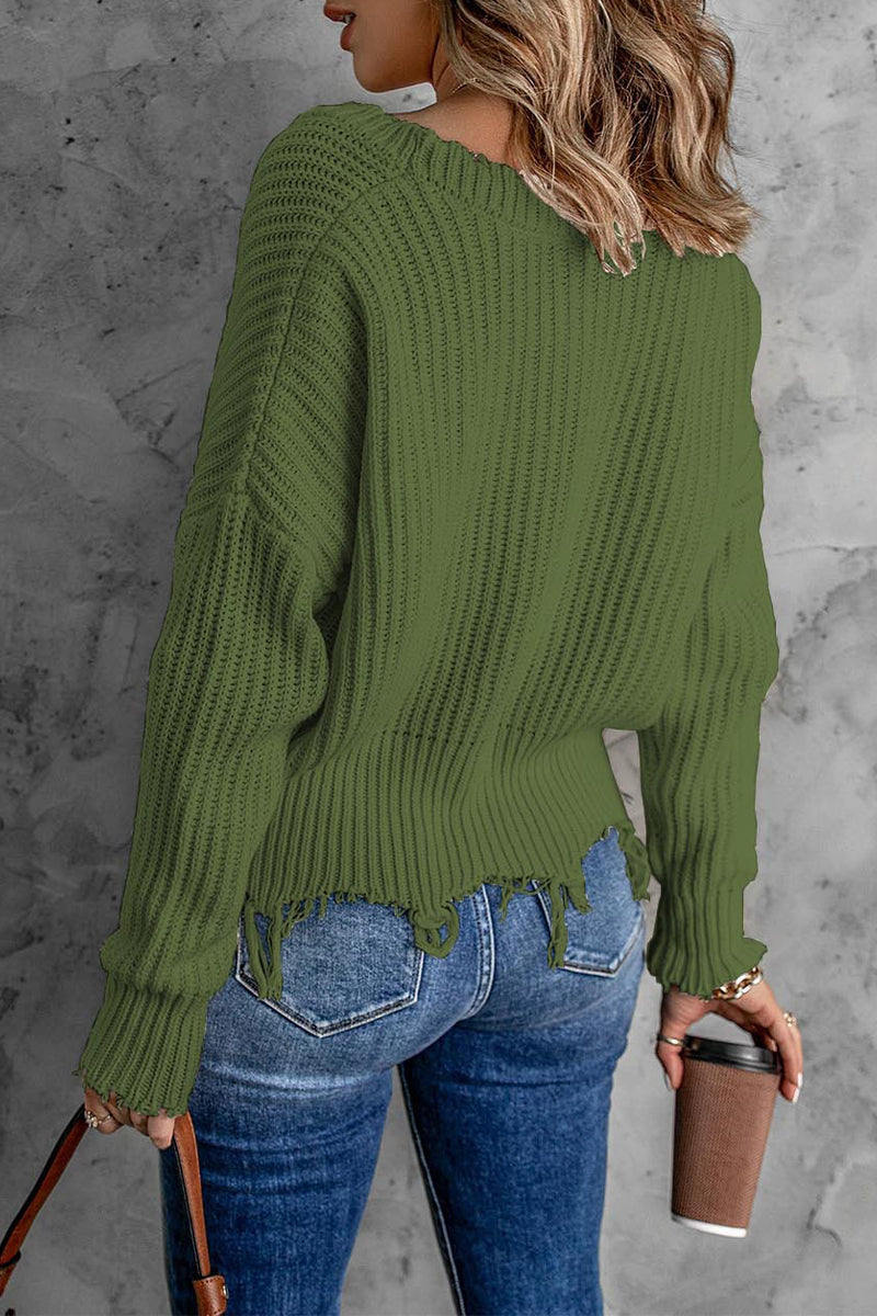 Fashion Lovely Tassel V Neck Sweaters(8 Colors)