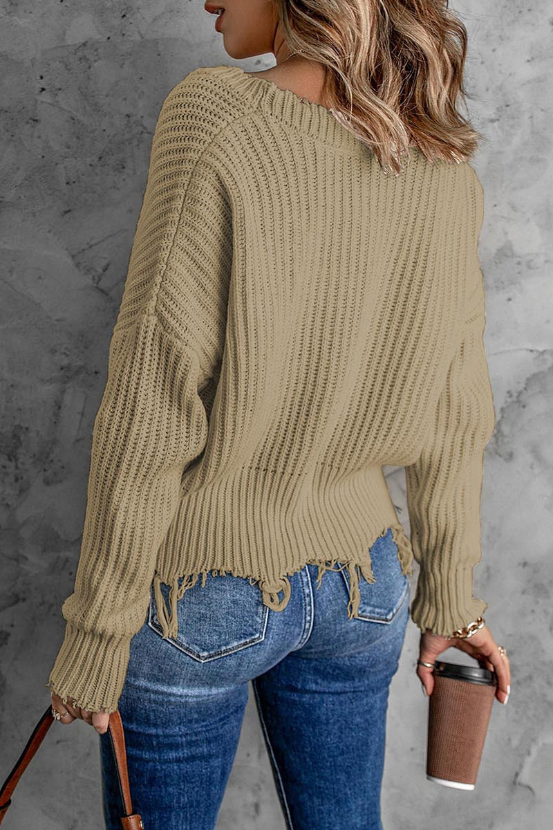 Fashion Lovely Tassel V Neck Sweaters(8 Colors)