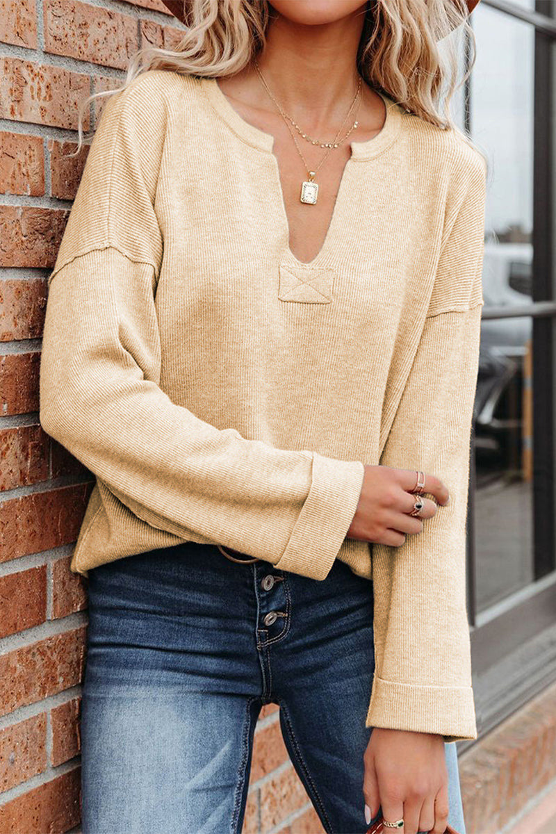 Casual Solid Color V Neck Sweaters(4 Colors)