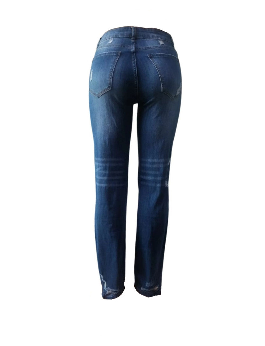 Casual Street Patchwork Ripped Straight Denim Jeans(4 Colors)