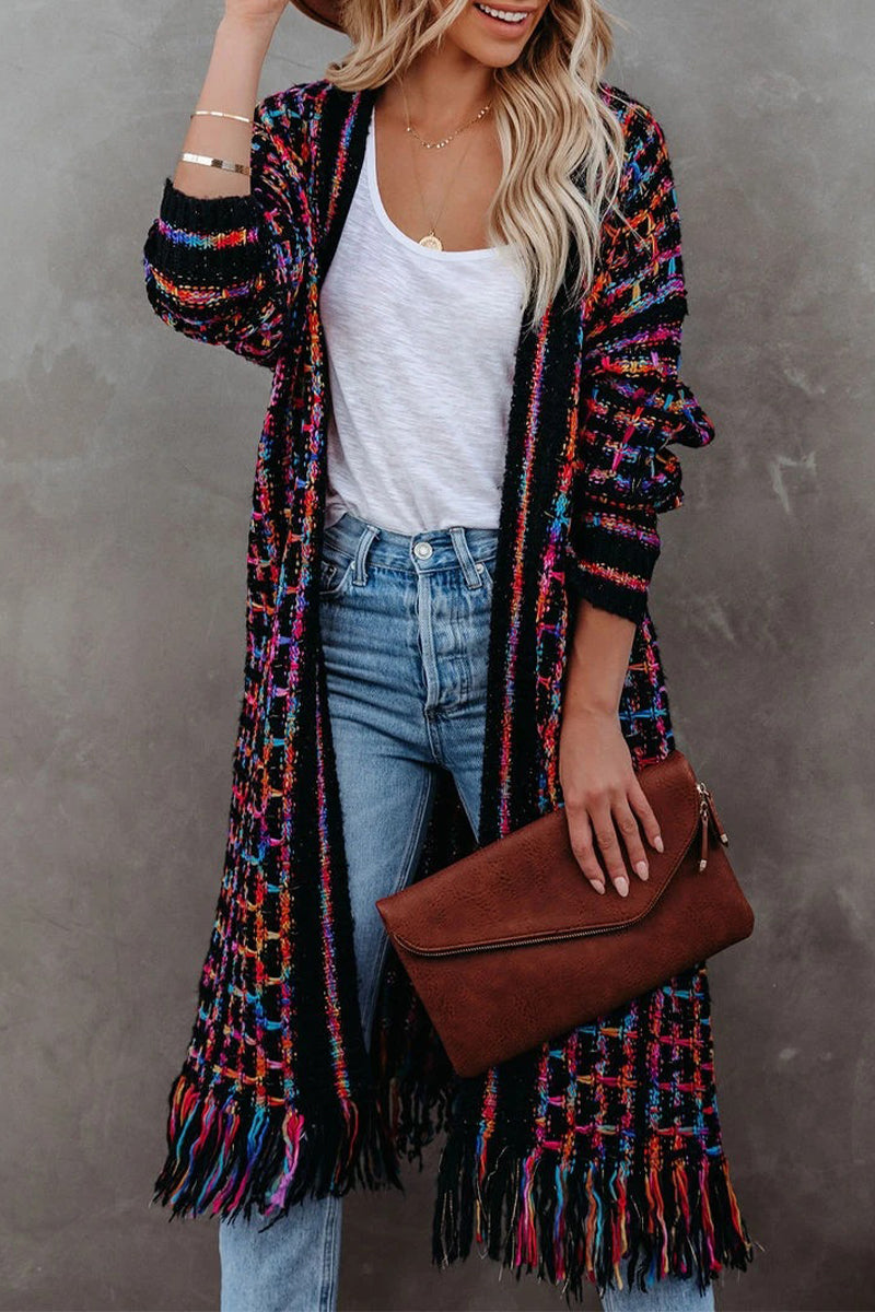 Sweet Elegant Tassel Cardigan Collar Tops