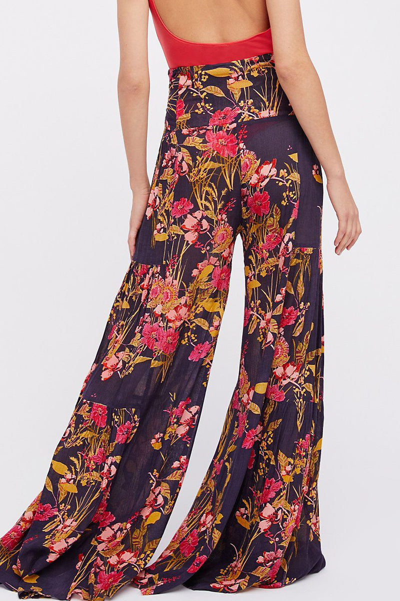 Casual Street Print Fold Loose High Waist Wide Leg Bottoms(19 Colors)