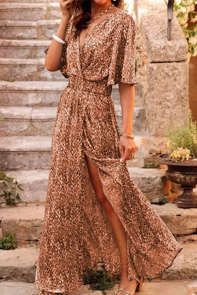 Bohemian College Floral Patchwork With Belt V Neck Waist Skirt Dresses