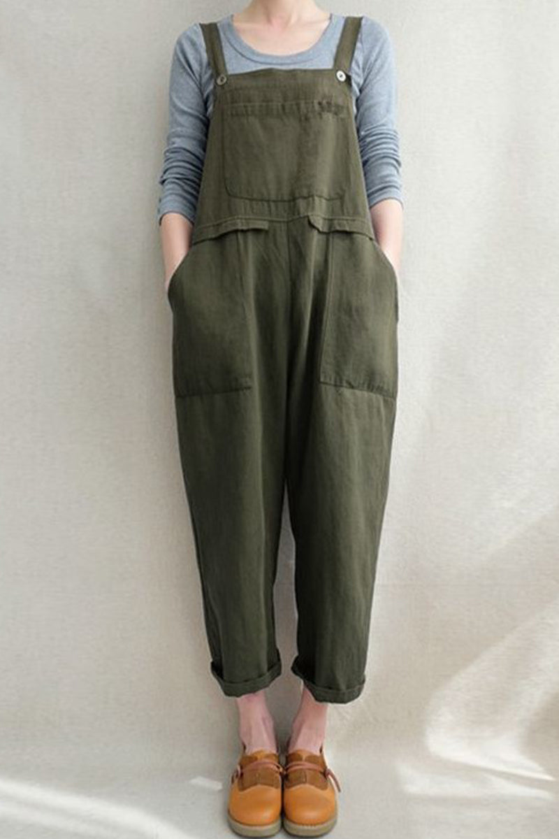 Casual Solid Pocket Loose Jumpsuits