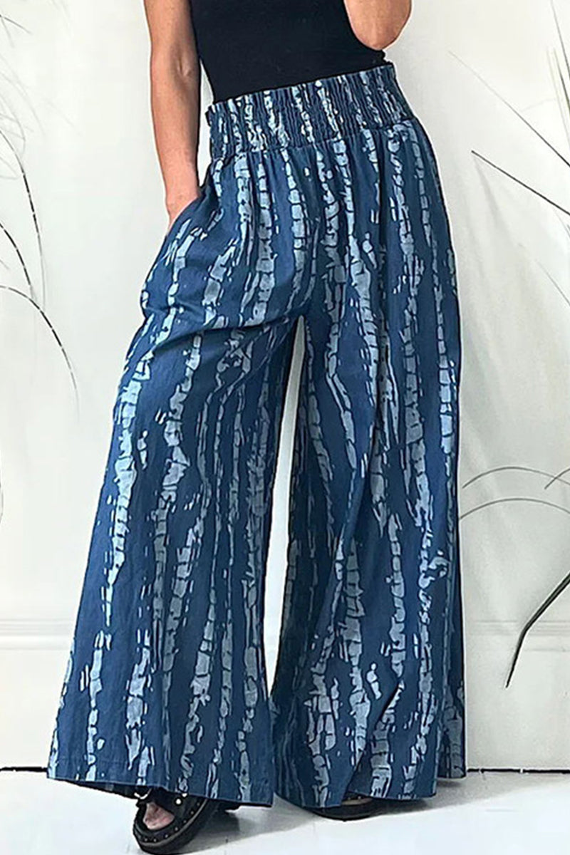 College Floral Loose High Waist Wide Leg Full Print Bottoms