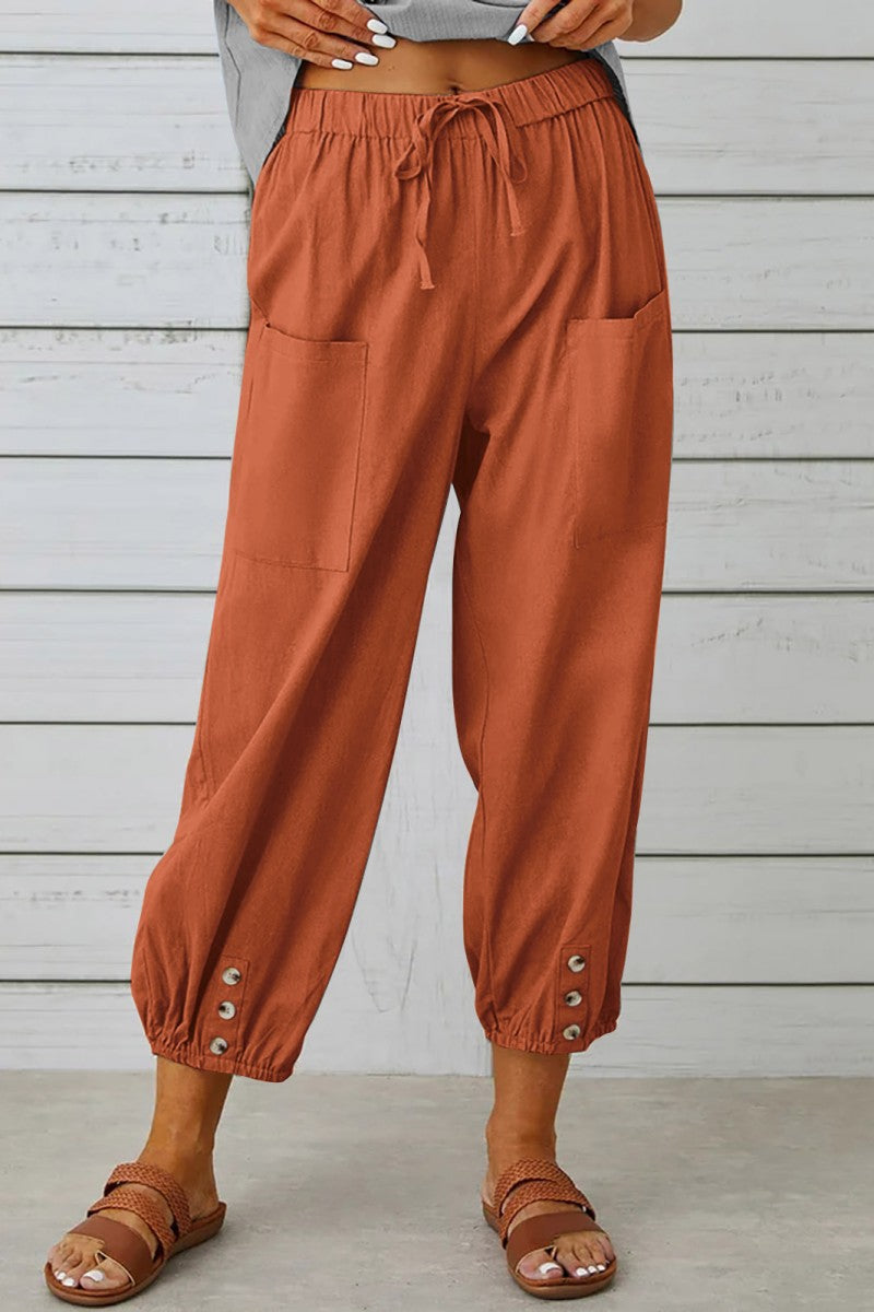 Casual Solid Patchwork Regular High Waist Conventional Solid Color Trousers