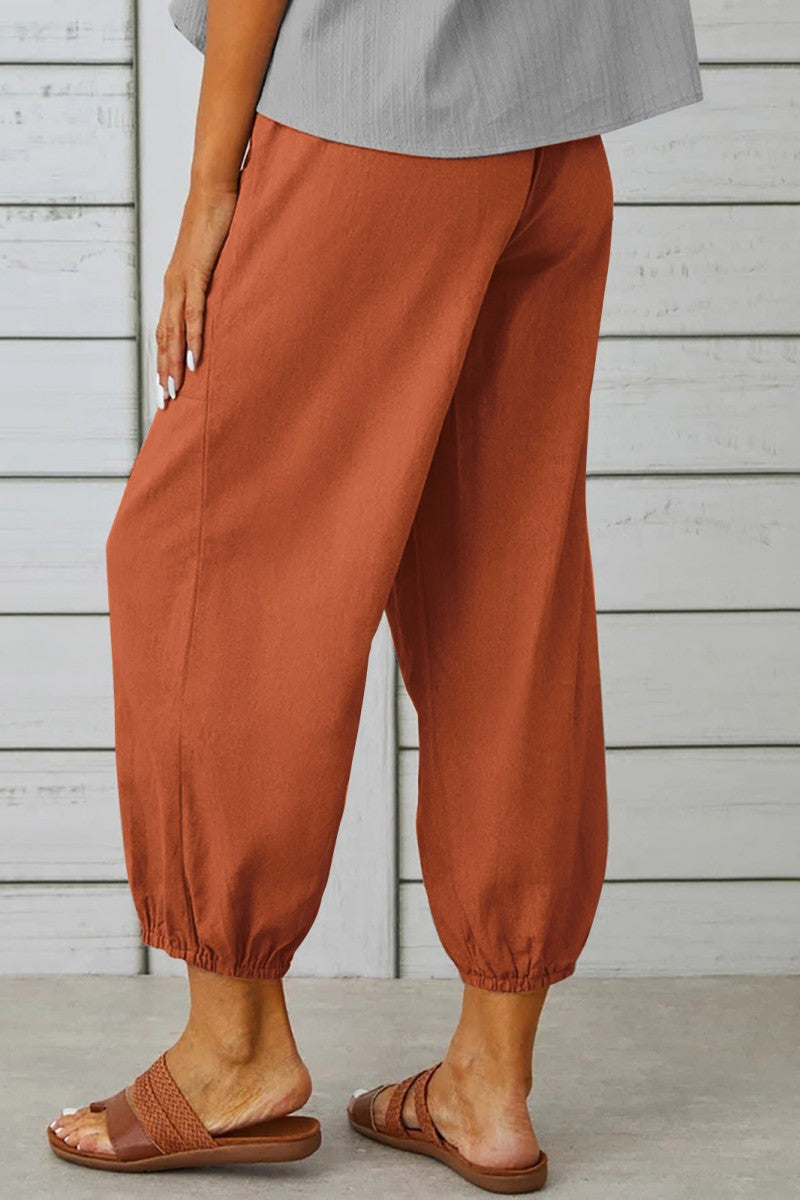 Casual Solid Patchwork Regular High Waist Conventional Solid Color Trousers