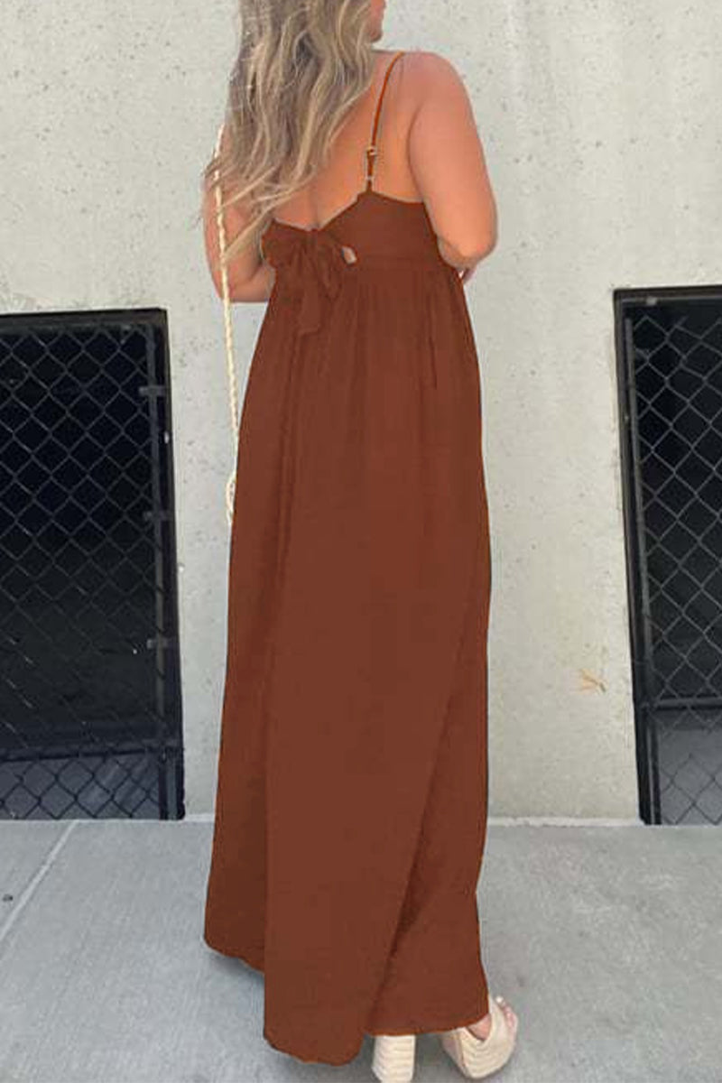 Casual Solid Pocket Fold V Neck Loose Jumpsuits(9 Colors)