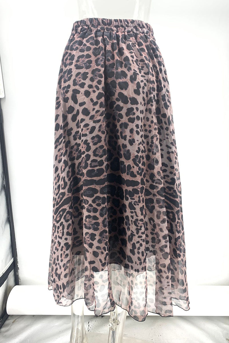 Daily Elegant Leopard Contrast Loose High Waist Type A Full Print Bottoms