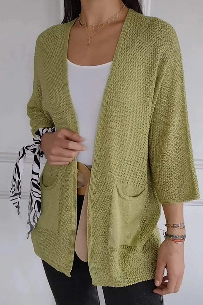 Casual Solid Color Pocket Cardigan Outerwear(7 Colors)