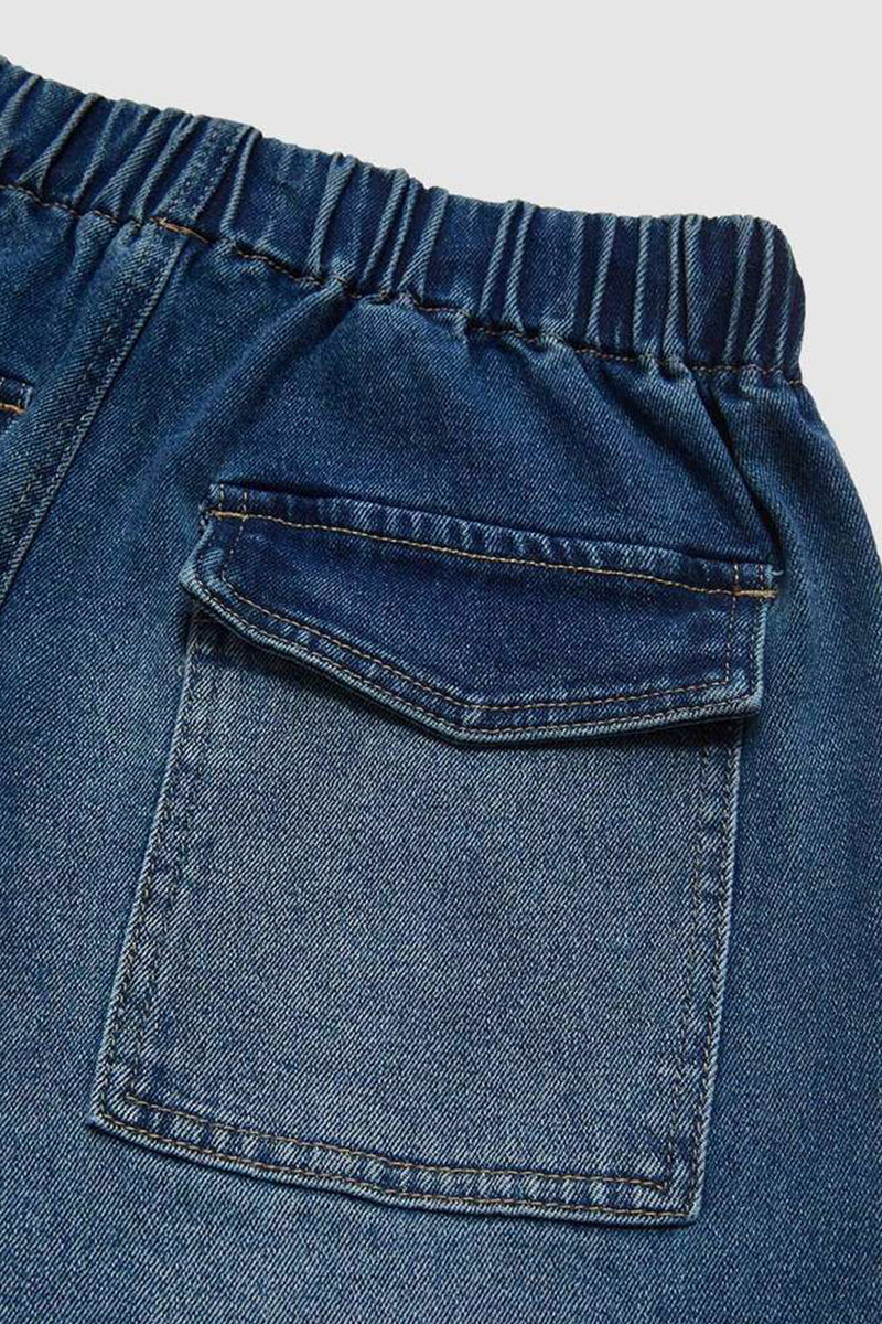 Casual Distressed Draw String Ruched Mid Waist Loose Denim Jeans