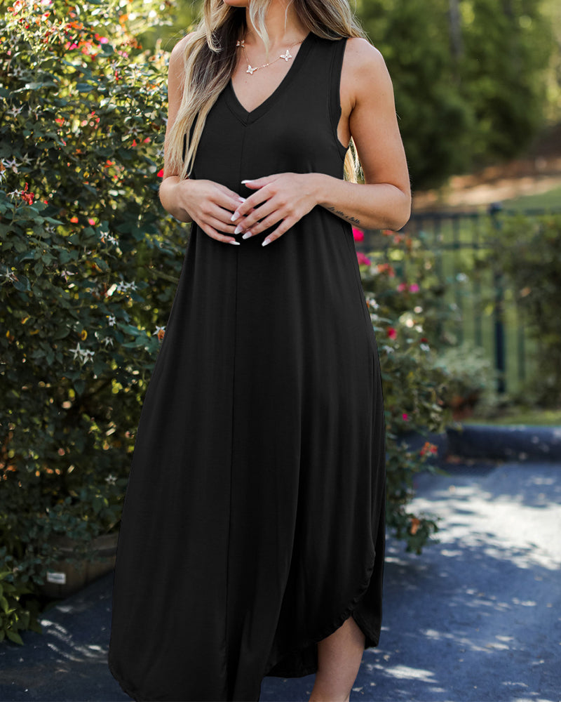 Casual Solid Color Midi Dress