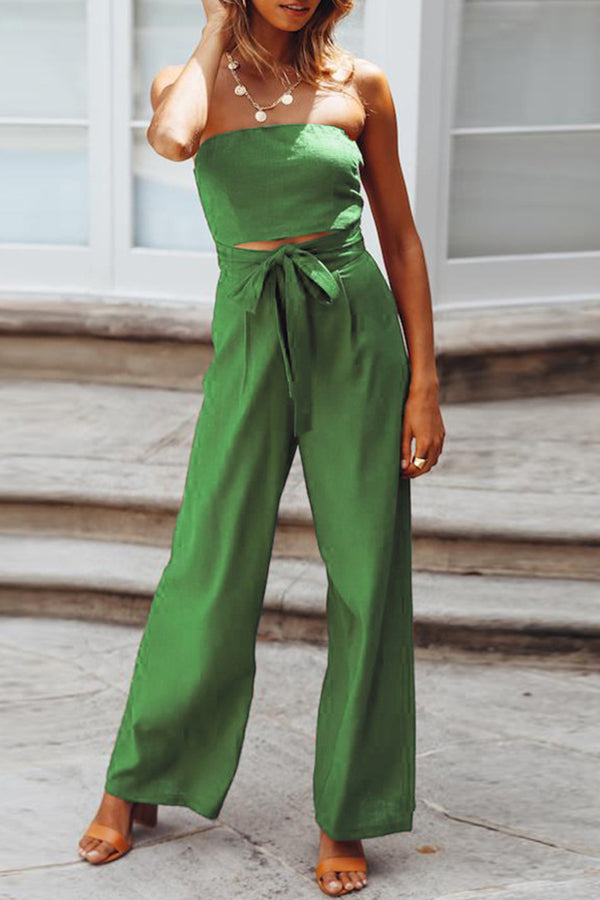 Summer Fashion Sexy Tube Top Strapless Casual Jumpsuit