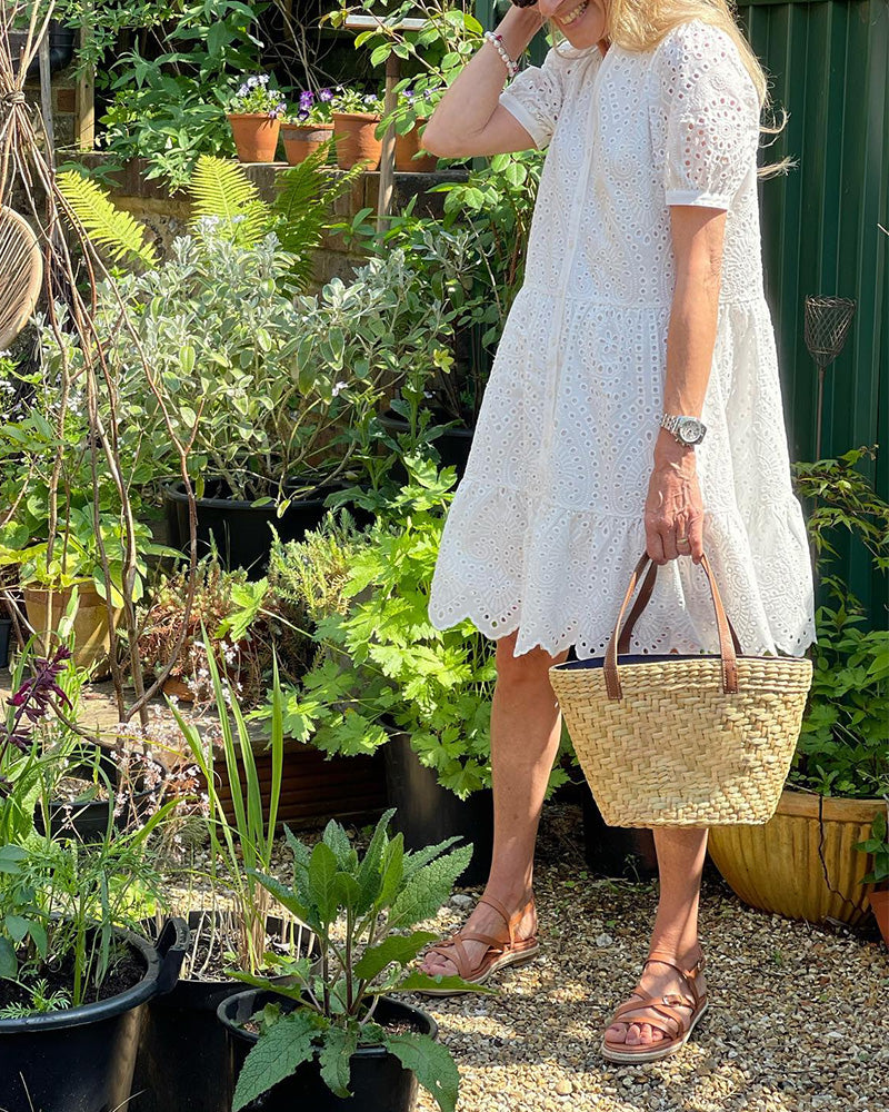 White Lace V Neck Dress