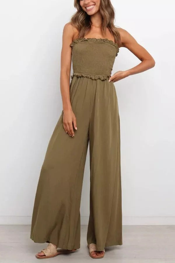 Love Out Loud Smocked Off Shoulder Jumpsuit