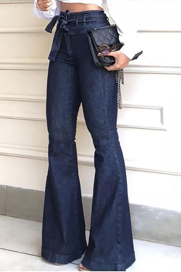 Denim High Waist Bell-Bottom Jeans