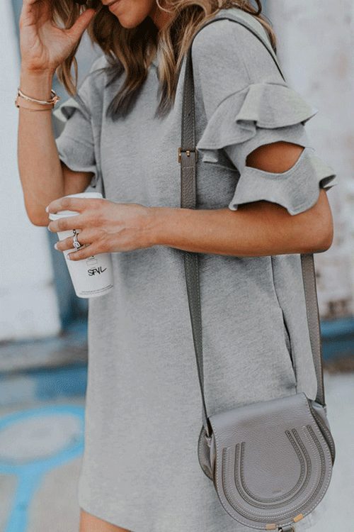 Ruffle Cutout Sweatershirt Dress