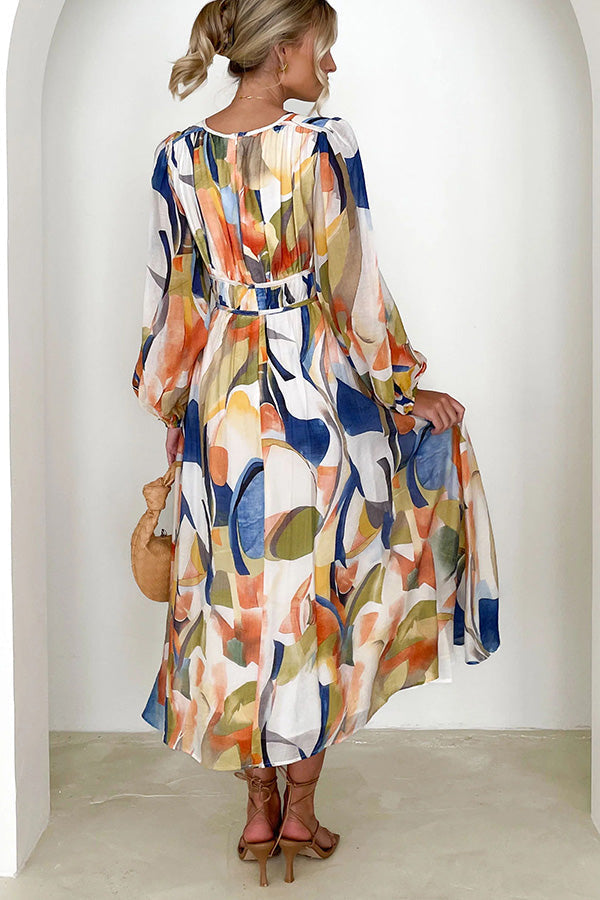 Eclipse Season Printed Long Sleeve Flowy Maxi Dress