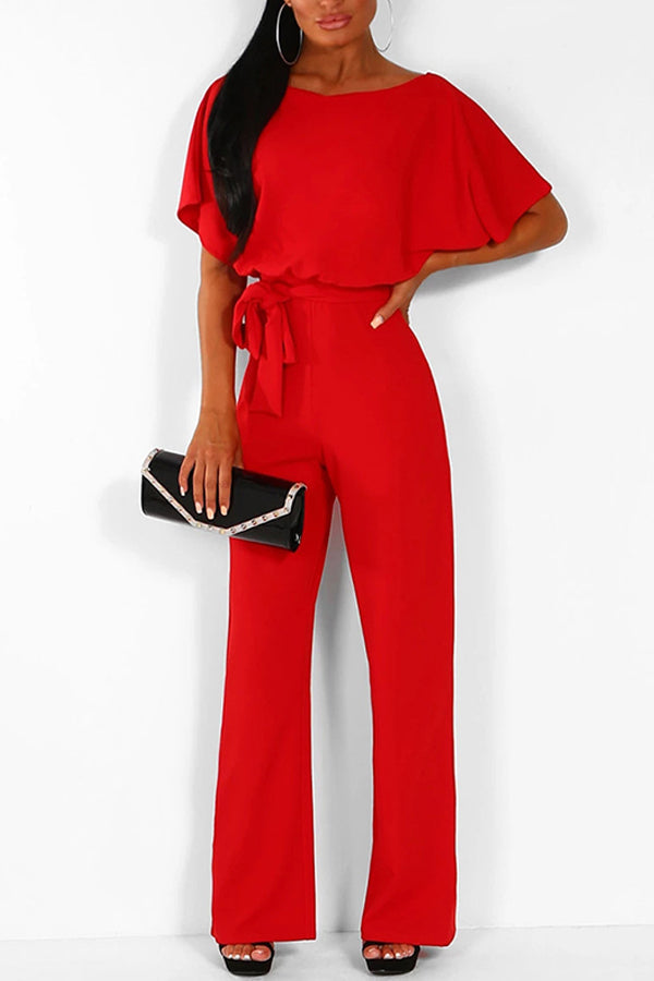 Summer button tie short sleeved Jumpsuit