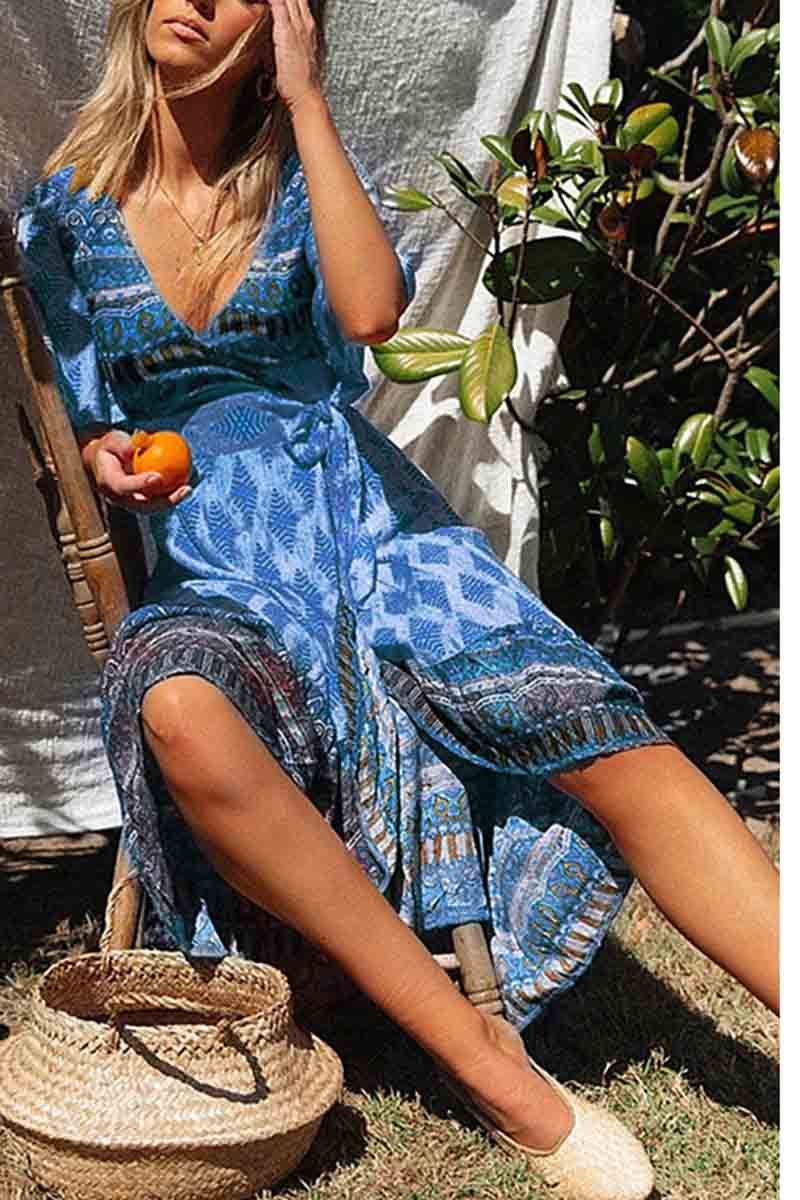 Bohemian Printed Midi Dress(3 colors)