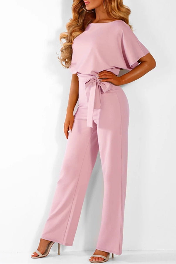 Summer button tie short sleeved Jumpsuit