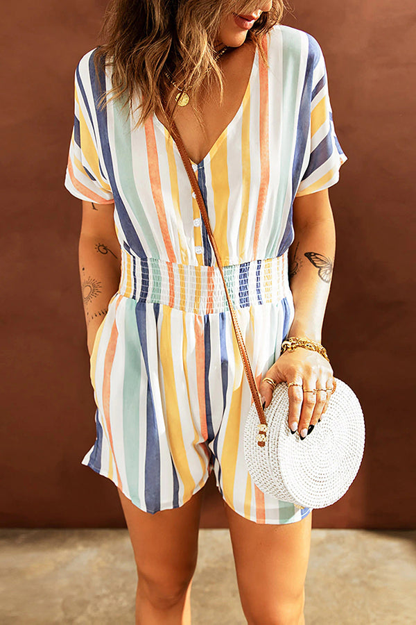 Love for A Lifetime Striped Button Romper