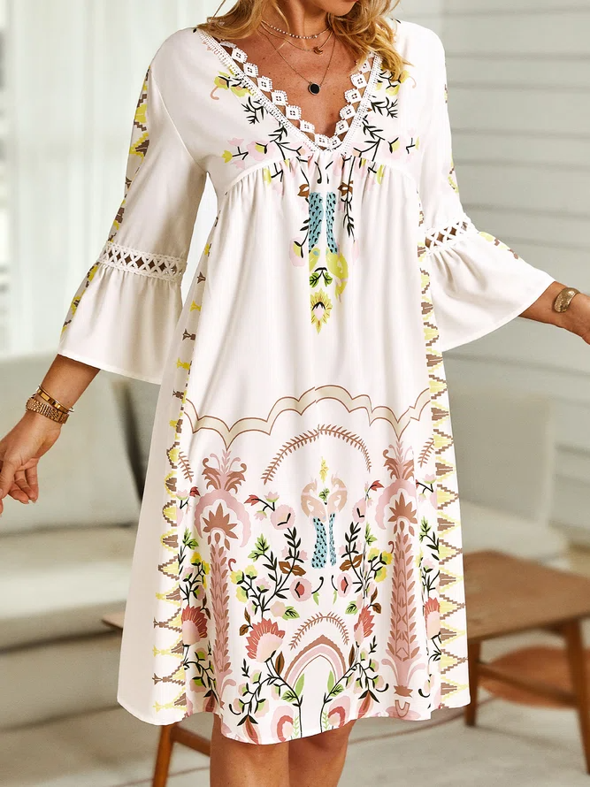 Boho Loosen Short Sleeve Woven Dress