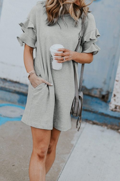 Ruffle Cutout Sweatershirt Dress