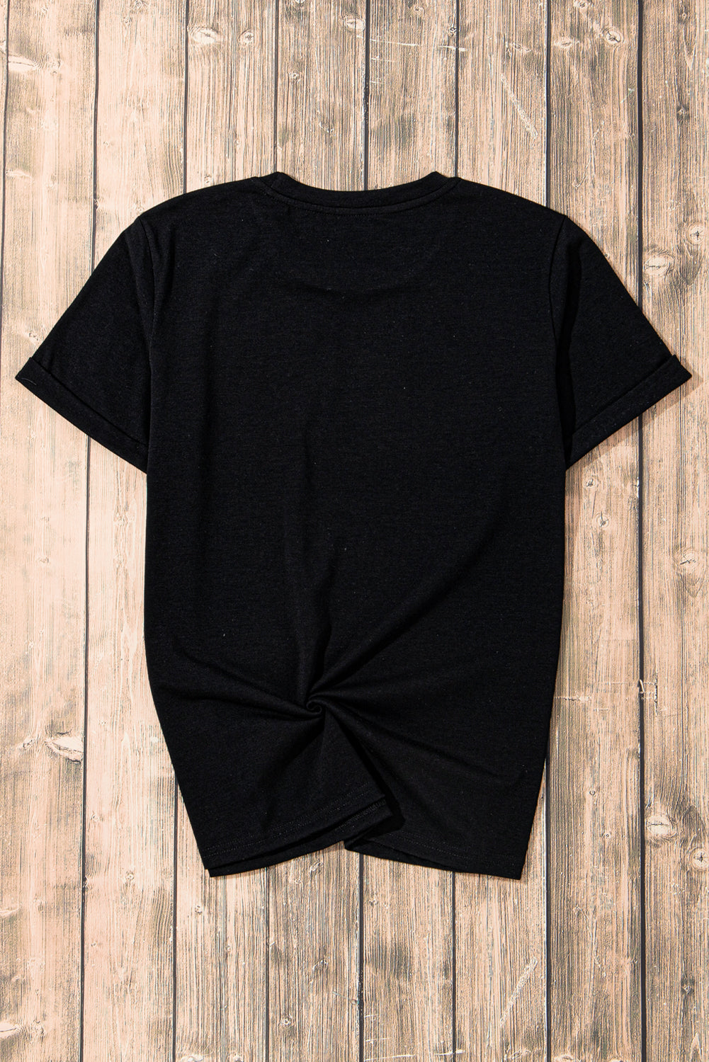 Blue Casual Plain Crew Neck Tee