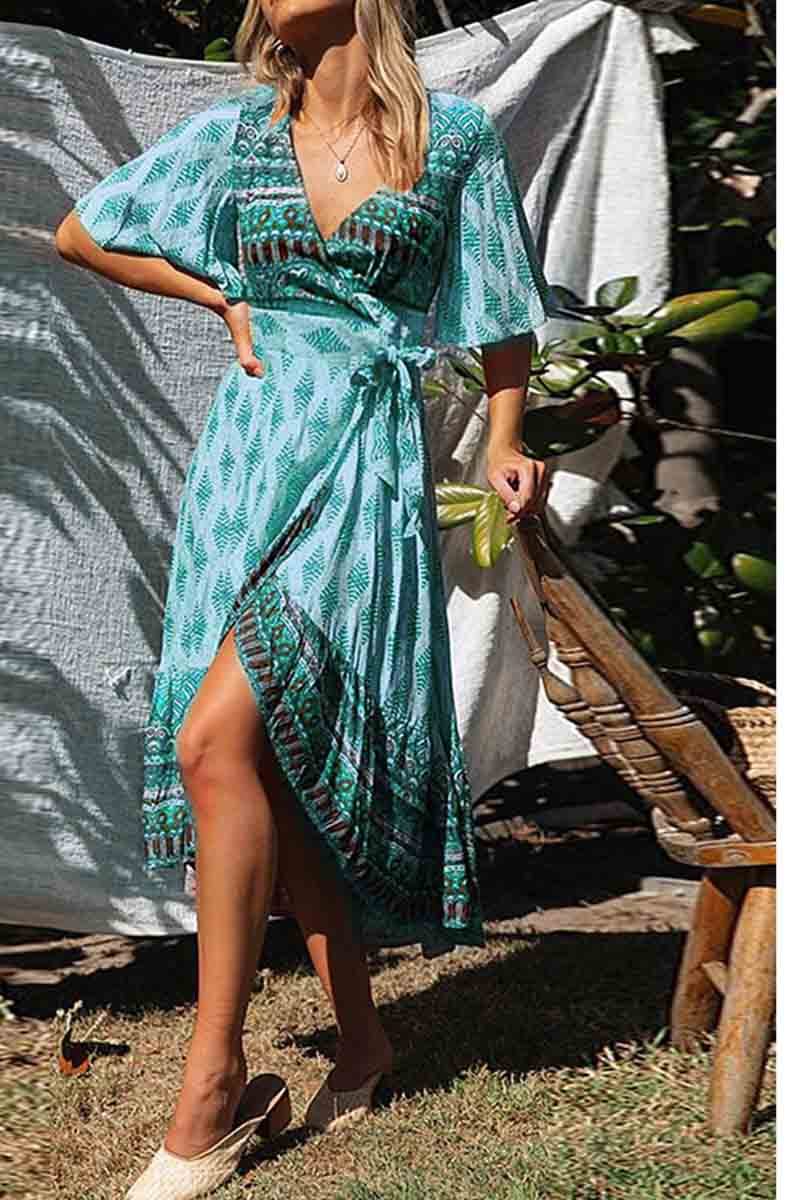 Bohemian Printed Midi Dress(3 colors)