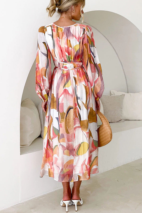 Eclipse Season Printed Long Sleeve Flowy Maxi Dress