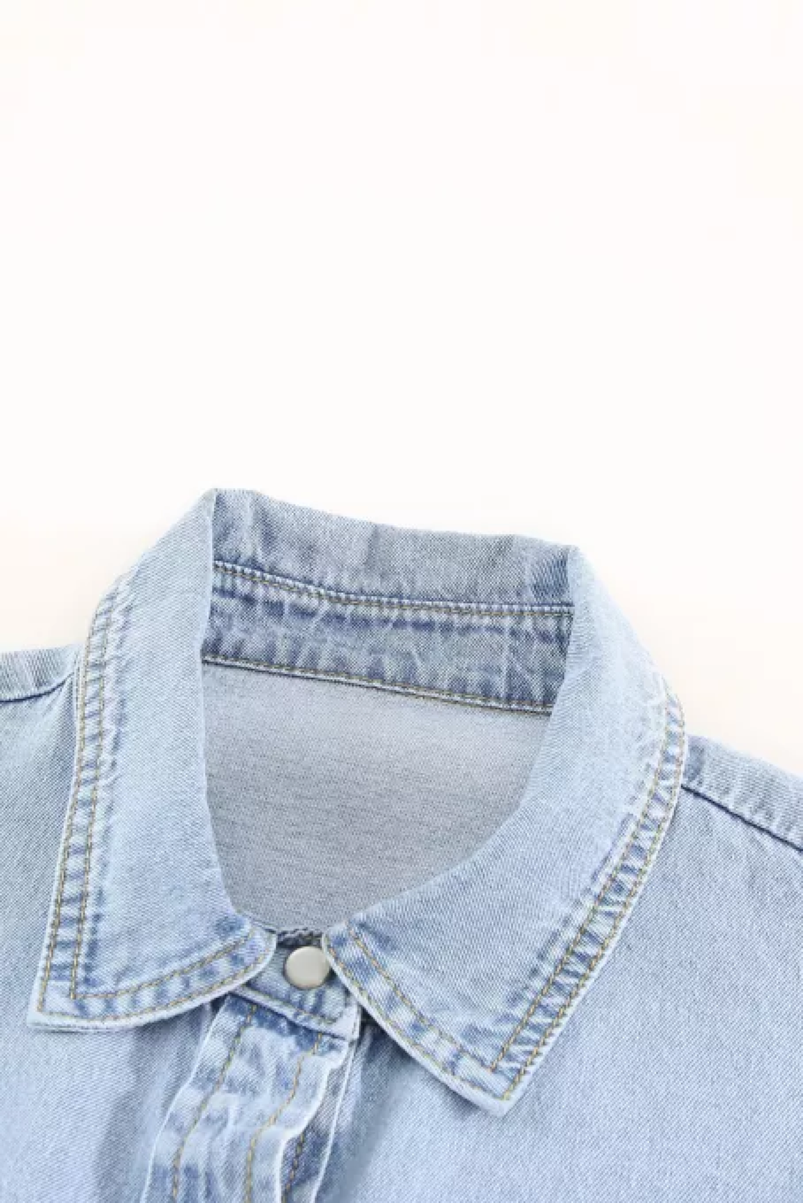 Buttoned Frayed Pocket Short Sleeve Denim Dress